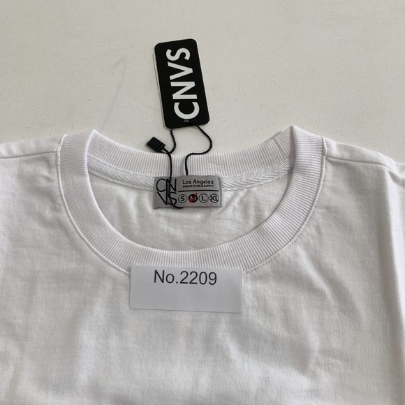 CNVS Neon Logo Print White T Shirt Crew Neck Made in Korea NWT Size M Cotton - Picture 11 of 11